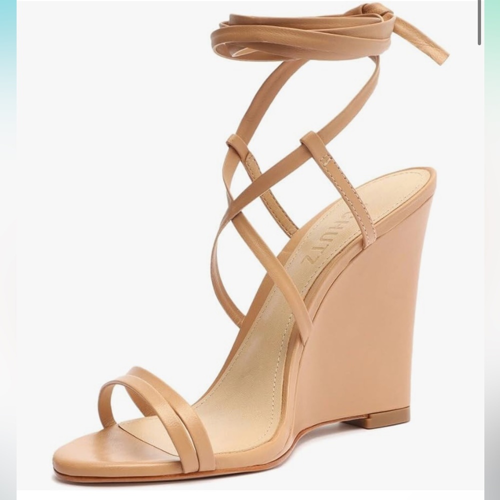 Brand New Schutz Deonne Casual Nappa Leather Sandal in Sand Size 9.5B